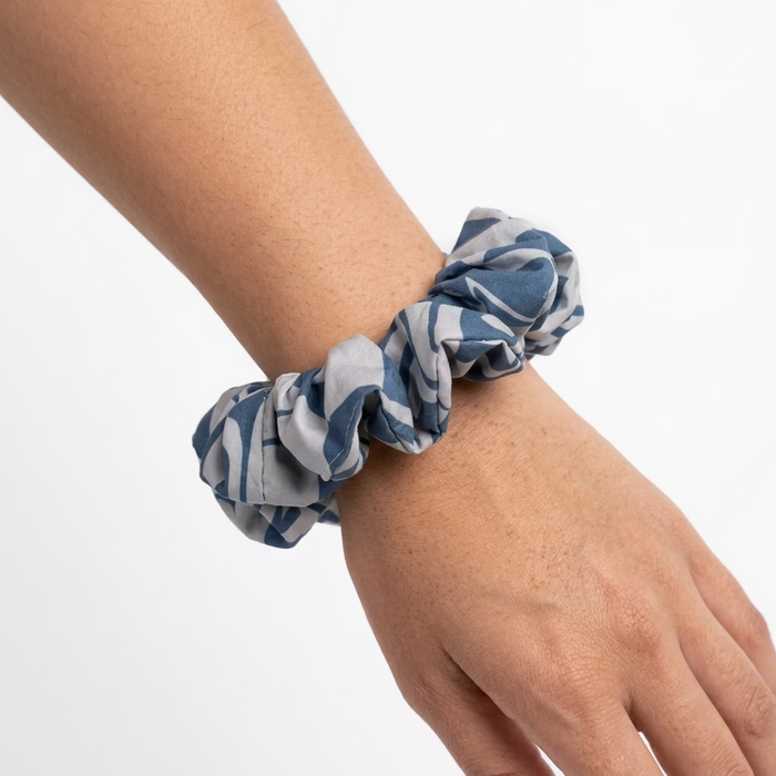 Light Blue Hawaiian Print Scrunchie Leilanis Attic