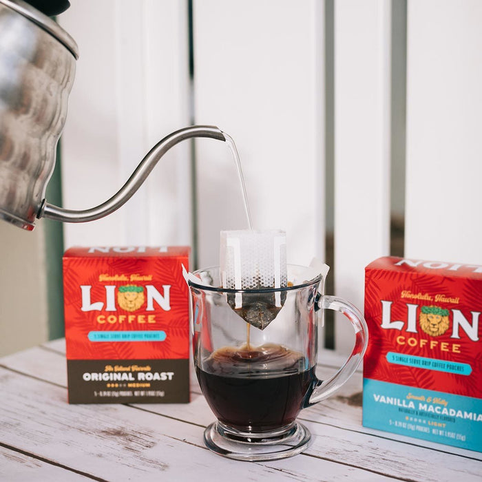 Lion Coffee Pour Over Coffee, Vanilla Macadamia Hawaii Coffee Company