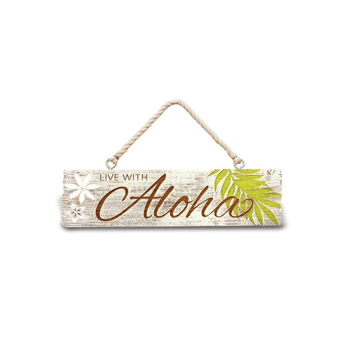 "Live with Aloha" Wooden Hanging Sign Madden