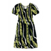 Long Lady's Rayon Cap Sleeve Dress,  "BLACK KALO/PIKAKE LEI" Paradise Isle Creations