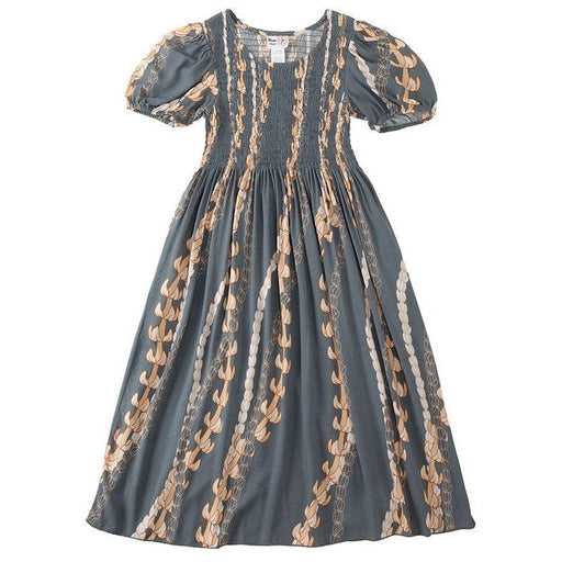 Long Lady's Rayon Cap Sleeve Dress, "GRAY PUAKENIKENI/PIKAKE LEI" Paradise Isle Creations