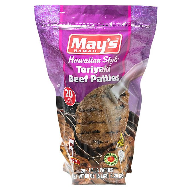 May's Teriyaki Beef Patties, 4lbs or 5lbs - Food