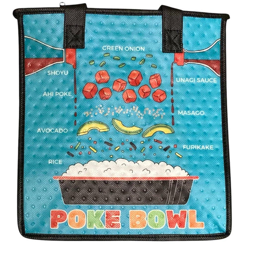 Medium Insulated Cooler Bag, Build A Bowl Aqua Tropical Paper Garden LLC
