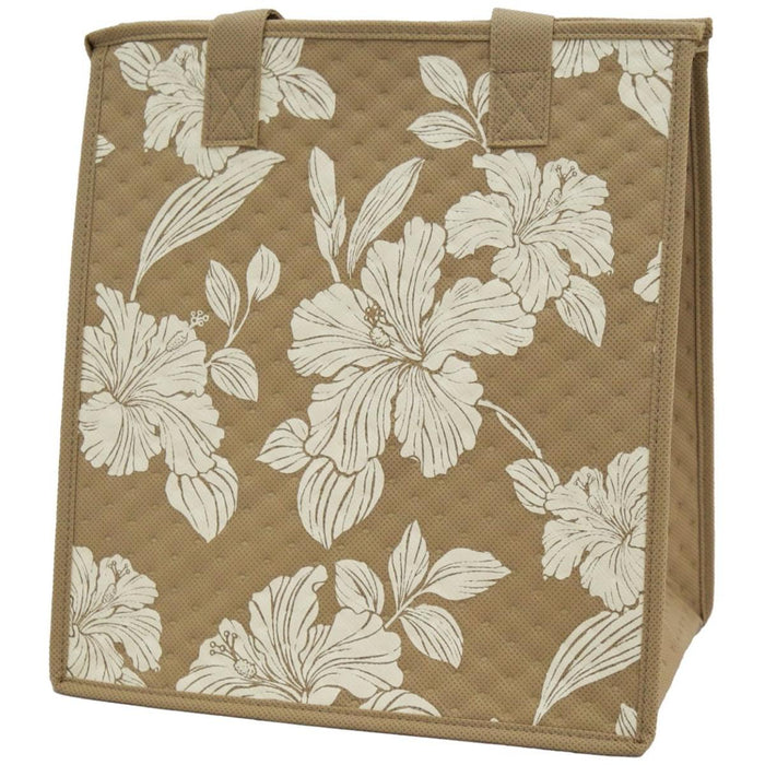Medium Insulated Cooler Bag, Demure Beige Tropical Paper Garden LLC