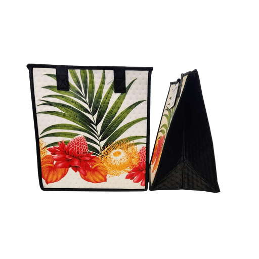 Medium Insulated Cooler Bag, Flounce Cream Tropical Paper Garden LLC