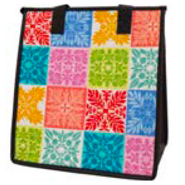 Medium Insulated Cooler Bag, Quilted Aloha Rainbow Tropical Paper Garden LLC
