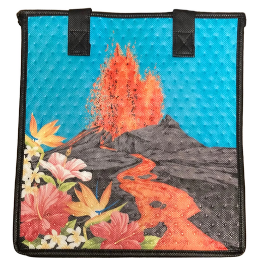 Medium Insulated Cooler Bag, VOLCANO TURQ Tropical Paper Garden LLC
