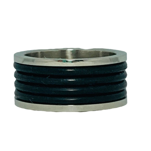Men's 10mm Surgical Steel Ring, Thick Quad Rubber Inlay - Ring - Leilanis Attic
