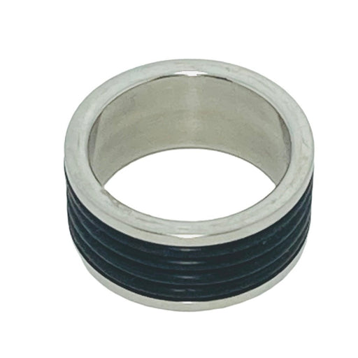 Men's 10mm Surgical Steel Ring, Thick Quad Rubber Inlay - Ring - Leilanis Attic