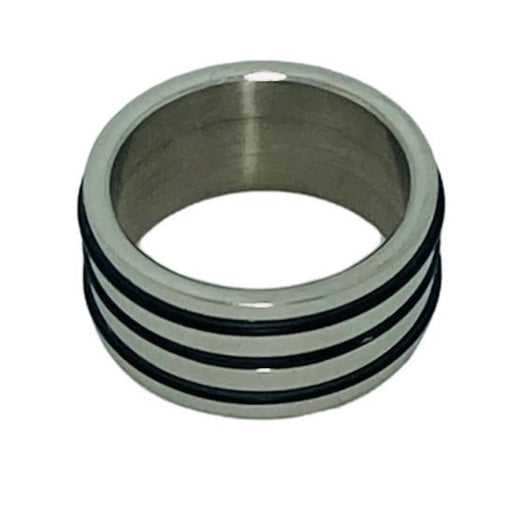 Men's 10mm Surgical Steel Ring, Triple Rubber Inlay - Ring - Leilanis Attic