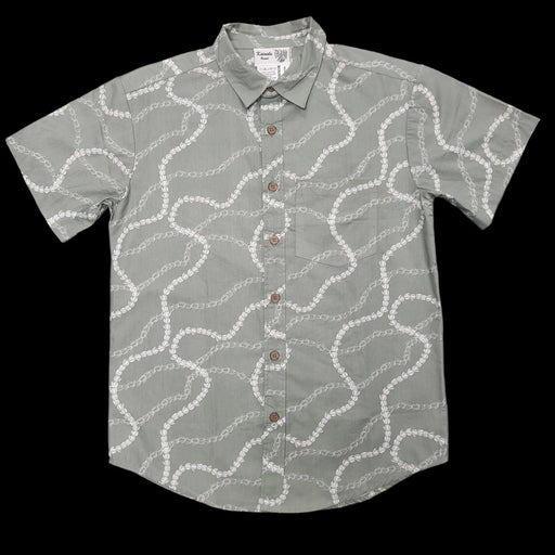 Men's “Light Green Pikake Lei” Aloha Shirt Paradise Isle Creations