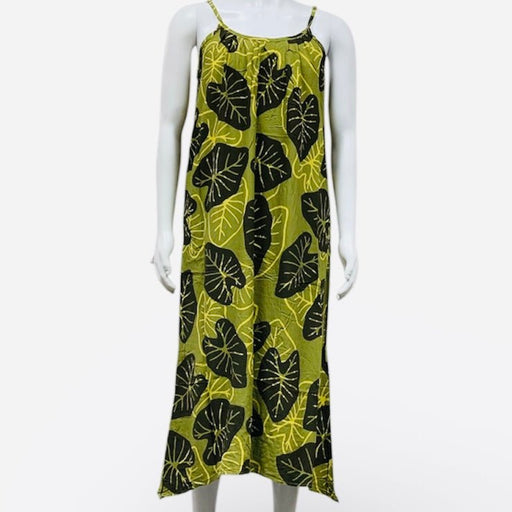 Moani Womens Long Maxi Dress "Green Kalo" Paradise Isle Creations