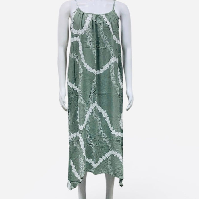 Moani Womens Long Maxi Dress "Sage Green Pikake Lei" Paradise Isle Creations