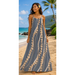 Moani Womens Long Maxi Dress "Puakenikeni Pikake Lei", Grey Paradise Isle Creations