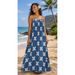 Moani Womens Long Maxi Dress "Ulu Quilt", Blue Paradise Isle Creations