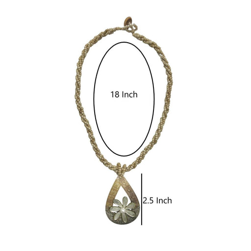 Mother of Pearl Tiare in Teardrop Pendant Necklace DK Hawaiian Collection