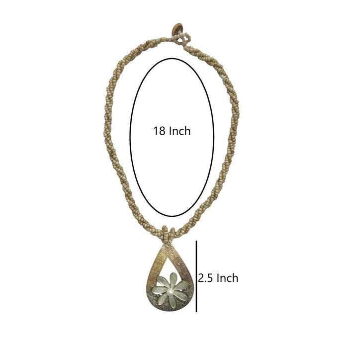 Mother of Pearl Tiare in Teardrop Pendant Necklace DK Hawaiian Collection
