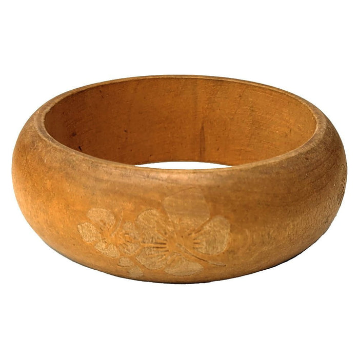 Natural Wood Hibiscus Bangle - Bangle - Leilanis Attic