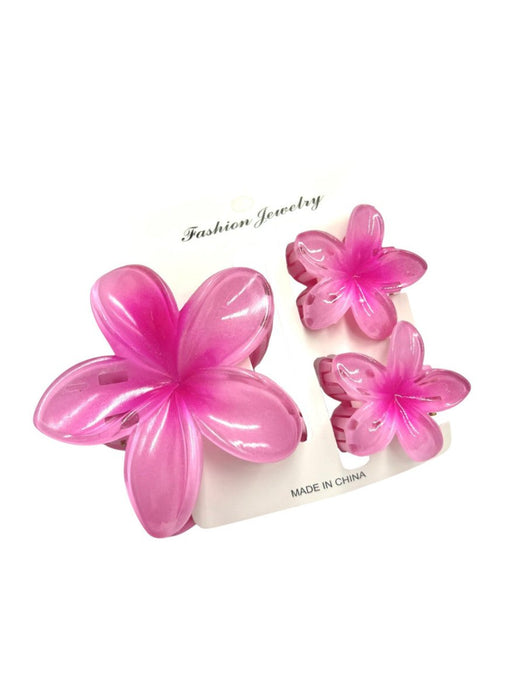 TRIO OF PLUMERIA FLOWER HAIR CLIPS DK Hawaiian Collection