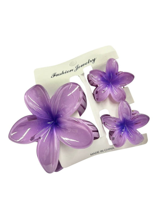 TRIO OF PLUMERIA FLOWER HAIR CLIPS DK Hawaiian Collection