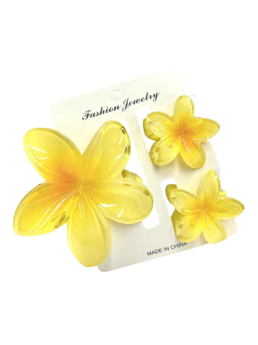 TRIO OF PLUMERIA FLOWER HAIR CLIPS DK Hawaiian Collection