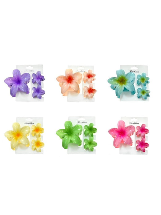 TRIO OF PLUMERIA FLOWER HAIR CLIPS DK Hawaiian Collection