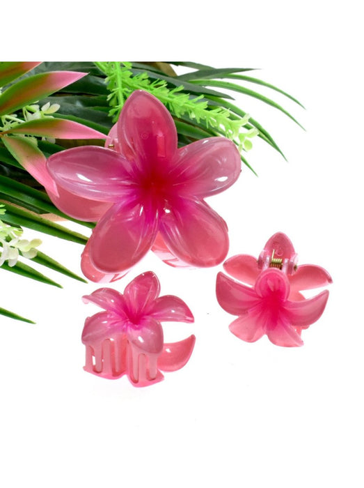 TRIO OF PLUMERIA FLOWER HAIR CLIPS DK Hawaiian Collection
