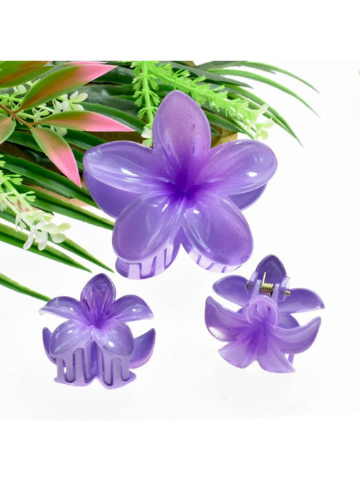 TRIO OF PLUMERIA FLOWER HAIR CLIPS DK Hawaiian Collection
