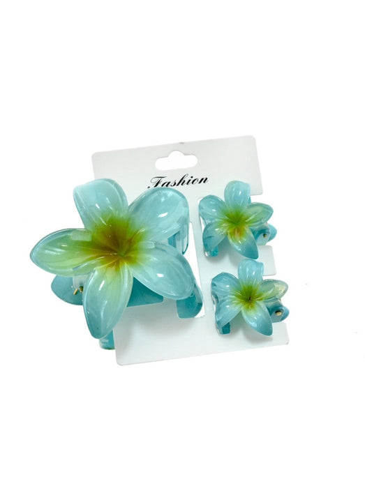 TRIO OF PLUMERIA FLOWER HAIR CLIPS DK Hawaiian Collection