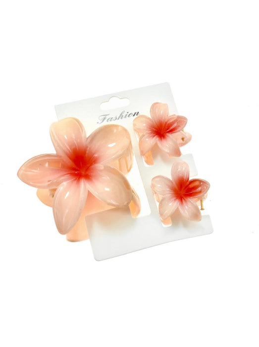 TRIO OF PLUMERIA FLOWER HAIR CLIPS DK Hawaiian Collection