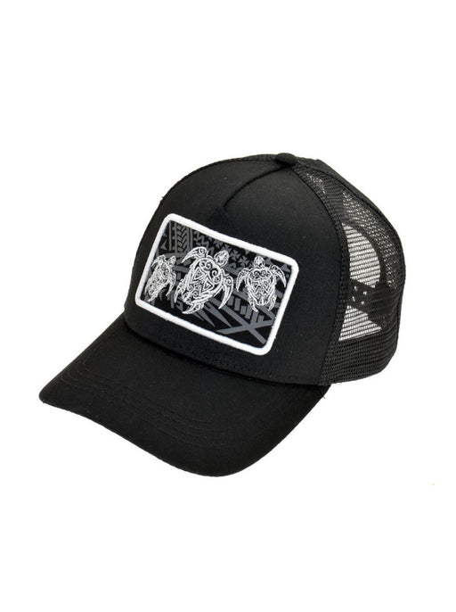 Black Tribal Turtle Trucker Mesh Back Adjustable Snapback Cap DK Hawaiian Collection