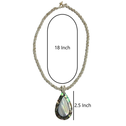 Paua With Mother of Pearl Teardrop Pendant Necklace DK Hawaiian Collection