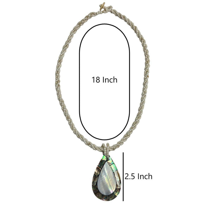 Paua With Mother of Pearl Teardrop Pendant Necklace DK Hawaiian Collection