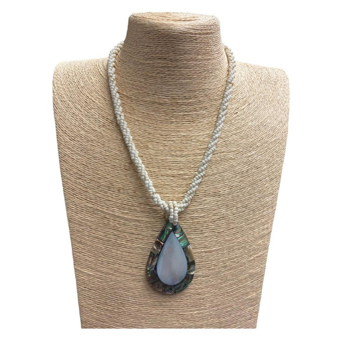 Paua With Mother of Pearl Teardrop Pendant Necklace DK Hawaiian Collection