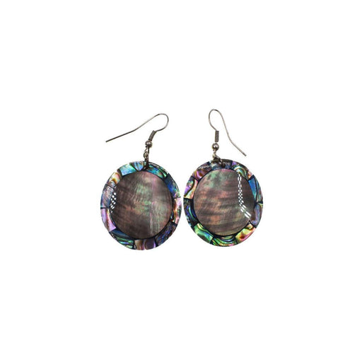 Paua with Mother of Pearl Shell Round Earrings DK Hawaiian Collection