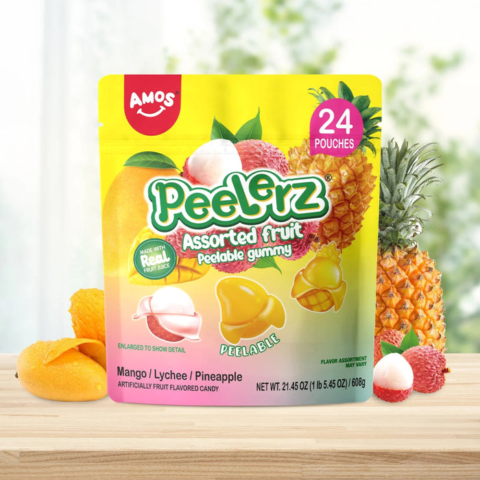 Peelerz - Peelable Gummy Assorted Fruit (Lychee+Pineapple+Mango) - 1lb Bag - Food