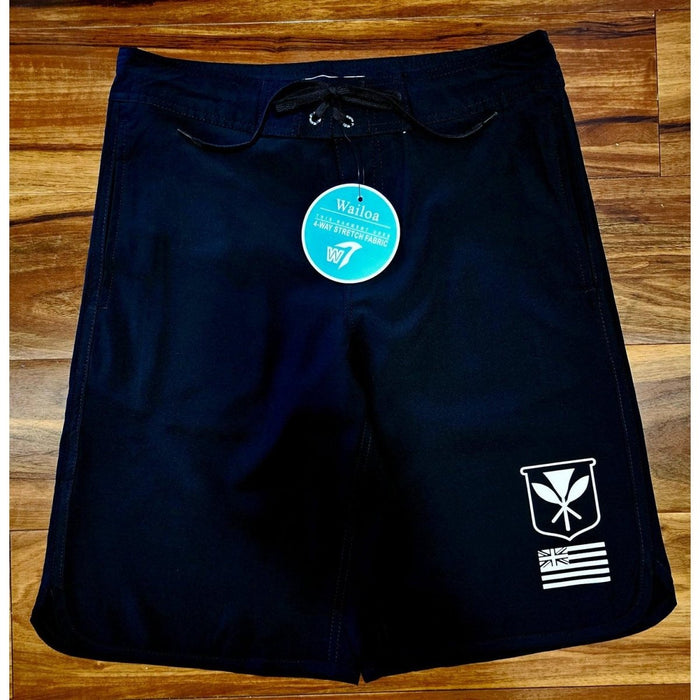 "Piping Black/HI Flag" Board Short Men's 4 Way Stretch - Wailoa - Board Shorts - Mens