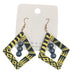 Polynesian Style Acrylic Dangle Earrings Blk/Yell DK Hawaiian Collection