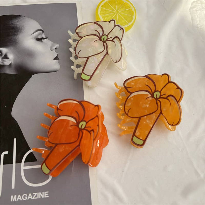 Amaryllis Floral Acetate Hair Claw Clip SoapElenGlen