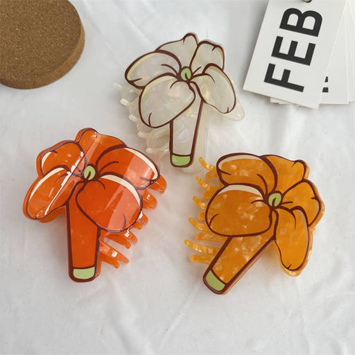 Amaryllis Floral Acetate Hair Claw Clip SoapElenGlen