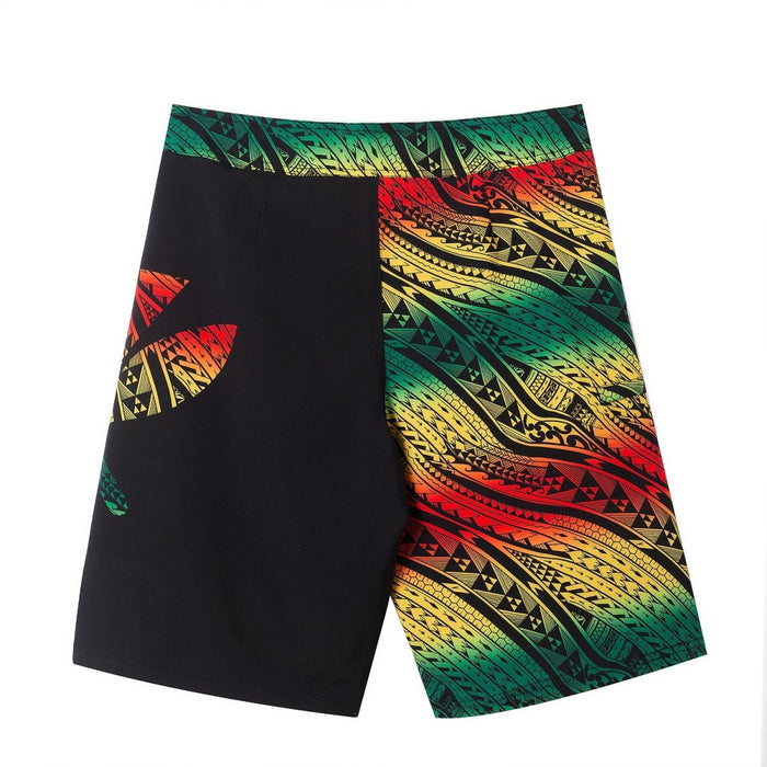 "Rasta Tribal Kanaka" Board Short Men's 4 Way Stretch - Wailoa - Board Shorts - Mens
