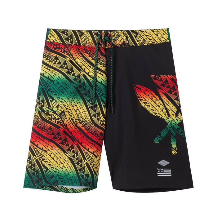 "Rasta Tribal Kanaka" Board Short Men's 4 Way Stretch - Wailoa - Board Shorts - Mens