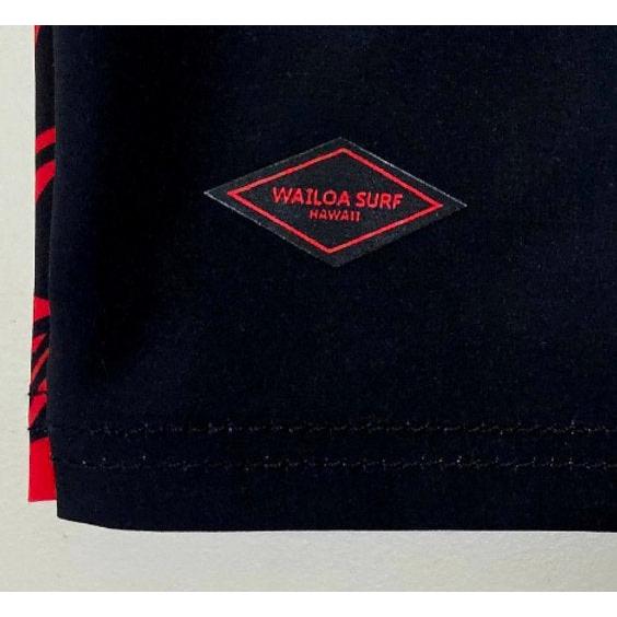 "Red Tribal/Ulua Fish" Board Short Men's 4 Way Stretch - Wailoa - Board Shorts - Mens