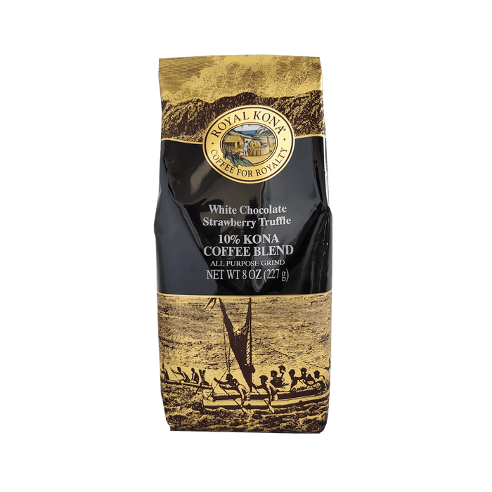 Royal Kona Coffee - White Chocolate Strawberry Truffle 10% Kona Coffee Blend 8 oz - Food - Leilanis Attic