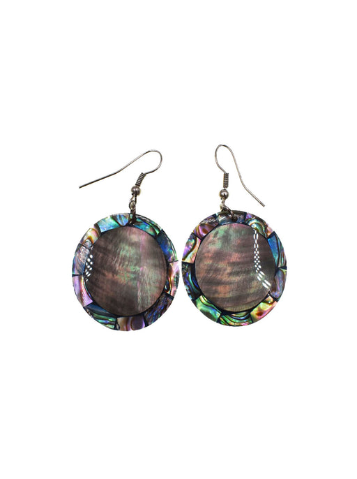 Paua with Mother of Pearl Shell Round Earrings DK Hawaiian Collection