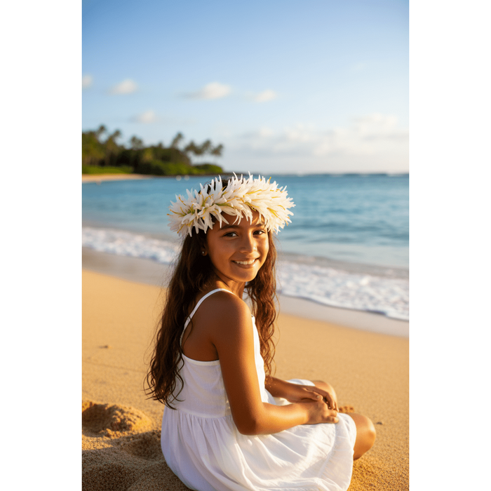 Silk Spider Lily Haku Head Piece DK Hawaiian Collection