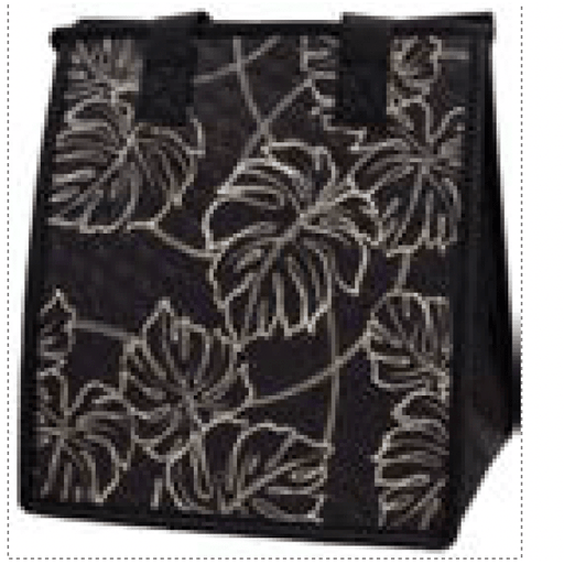 Small Insulated Bag, Lines & Vines Black Tropical Paper Garden LLC