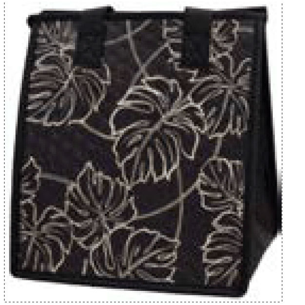 Small Insulated Bag, Lines & Vines Black Tropical Paper Garden LLC
