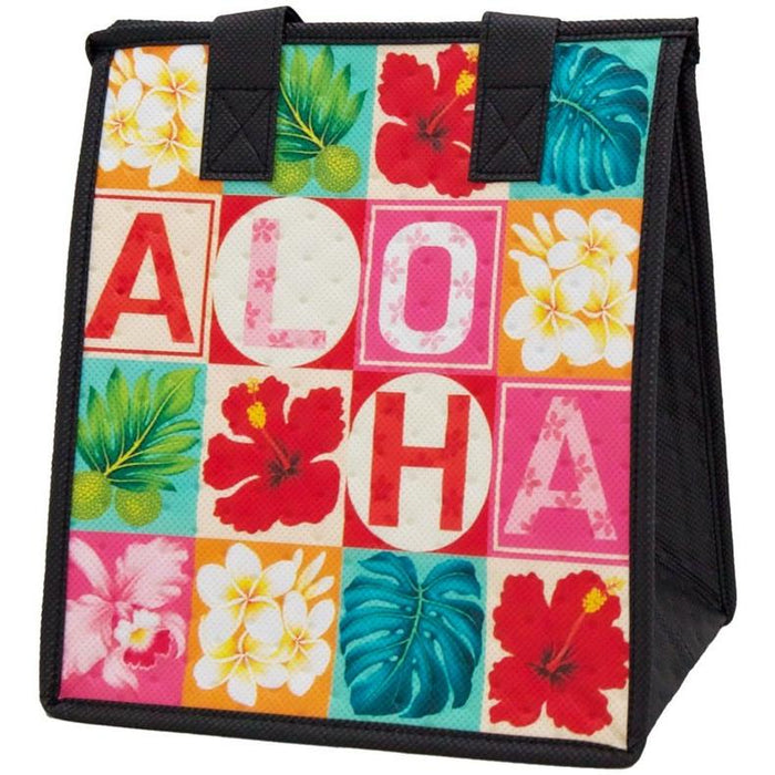 Small Insulated Cooler Bag, Alohabet Blocks Tropical Paper Garden LLC