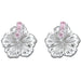 Sterling Silver 15MM Hawaiian Hibiscus with CZ Earrings-Jewelry-Leilanis Attic